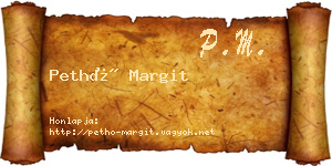 Pethő Margit névjegykártya